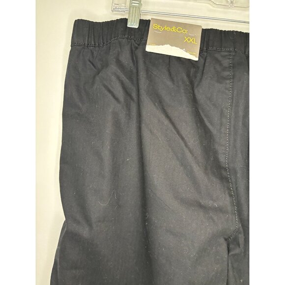 STYLE & CO NEW Pull On Capri Womens XXL Black High Rise Slash Pockets - Picture 2 of 10